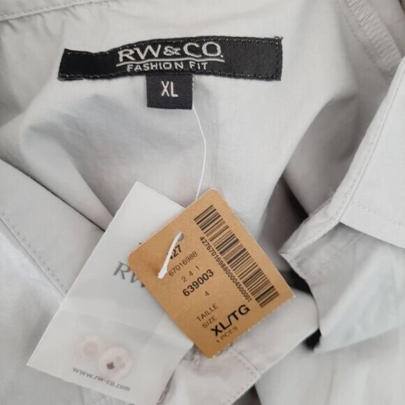 RW&CO. 100% Cotton Short Sleeve Button Down Shirt Grey Men's Sz XL Flawed - Picture 13 of 14